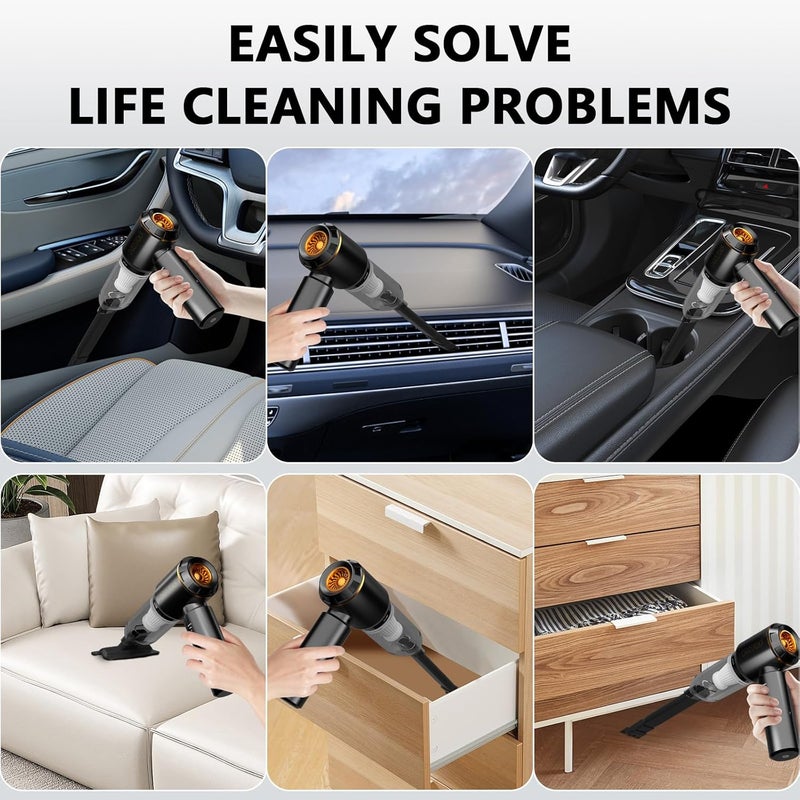 HRYCF Handheld Vacuum,Car Vacuum Cleaner,4-in-1 20000PA High Power Portable Rechargeable Vacuum Cleaner with Brushless Motor, Small Handheld Vacuum & Air Blower & Pump-Black - Image 5